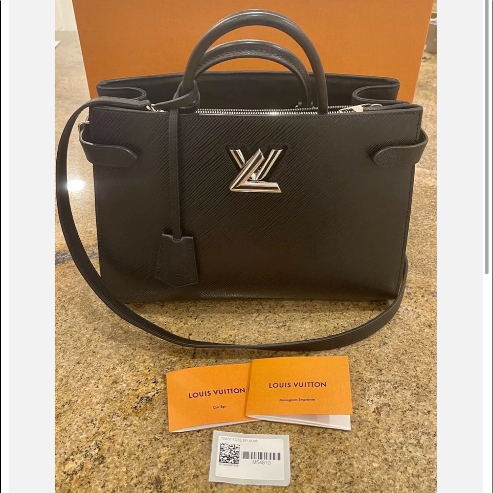 MINT CONDITION- Louis Vuitton LV Black Epi Leather Twist Crossbody Tote Purse